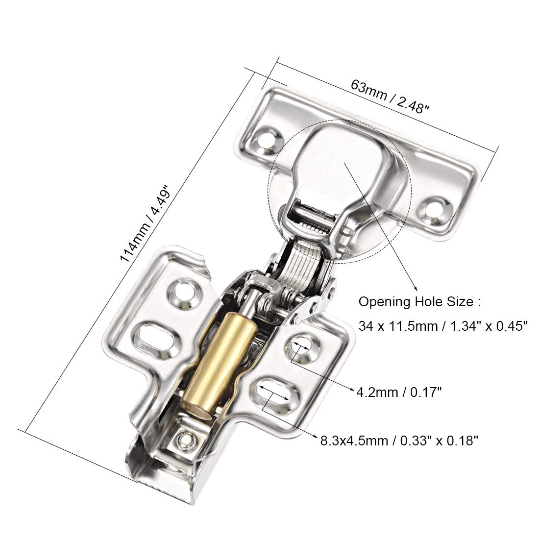 uxcell a14022500ux0499 Furniture Door 90 Degree Opening Overlay Concealed Hinges 11cm