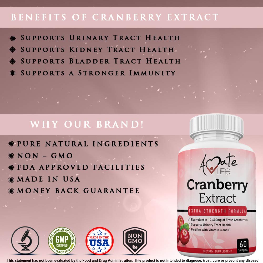 Cranberry Concentrate Pills Supplement Equal to 12600mg of Fresh