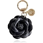 Hoheng Bag Purse Charms for Handbags White Red Flower Leather Anthropologie Keychain Birthday Gifts for Women Girls