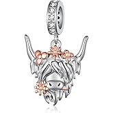 Fuguangju Highland Cow Charm 925 Sterling Silver Highland Cow Charms for Bracelets Highlad Cow Jewelry Gifts for Women