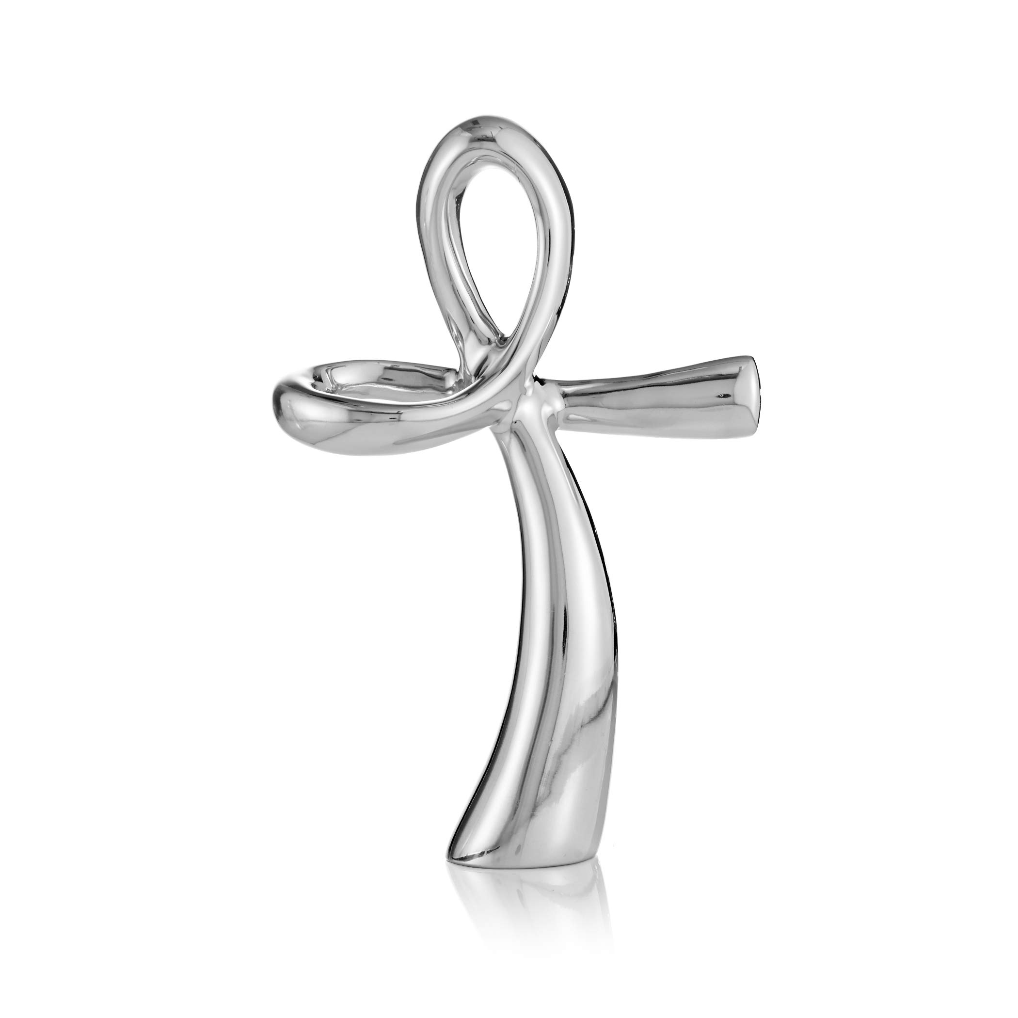 NambeHoliday Collection Standing Cross | 9-Inch | Made of Metal Alloy | Christian Standing Cross for Home Decor, Tabletop Cross for Christmas | Designed by Alvaro Uribe (Silver)