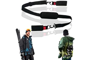 GNIMUP Carrier Strap, Ski Strap and Pole Carrier Adjustable Shoulder Sling Cushioned for Superior Comfort Cushioned Loops Features Cushioned Shoulder Sling | Great for Families Men Women and Kids