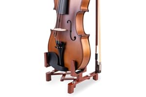 WESOLO Violin Stand Musical Instrument Stand with Bow Holder for Violin,Portable and Foldable (Red)