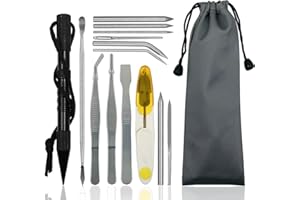 14 Pieces Paracord FID Marlinspike Set, lyfLux Stainless Steel Lacing Needles Smoothing Knotting Tools for Paracord Work Leather Weaving (Black)