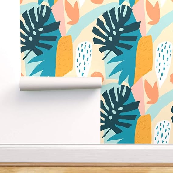Spoonflower NonPasted Wallpaper, Tropical Abstract Forest Spoonflower NonPasted Wallpaper, Tropical Abstract Forest