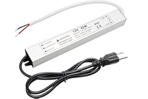 40W 12 Volt LED Power Supply, Waterproof IP67 LED Driver, 110V AC to 12V DC Converter, LED Transformer Low Voltage Output wit