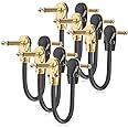 TIMESETL 6 Pack 6 Inch Guitar Patch Cable Ultra Quiet Instrument Effect Pedal Patch Cords 1/4 inch Right Angle Low Profile Pancake Design