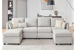 Weture Modular Sectional Sofa with Storage, U Shaped Sectional Couch for Living Room, Convertible Modular Sofa Couch with Ottomans, High Supportive & Soft Sponge, 6 Seat, Grey