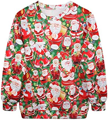 AZIZY Chirstmas Xmas Holiday Long Sleeve Santa Claus Print Sweatshirt