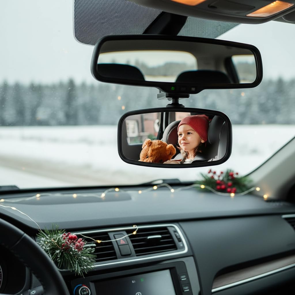 360-Degree Baby Car Mirror for Rear-Facing Seats,Kids Safety Mirrors with Tool-Free Installation,Kids Rear View Mirror BPA-Free Shatterproof & ASTM Certified (Adjustable 14