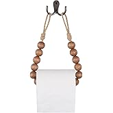 OCIOLI Toilet Paper Holder Natural Wood Bead Toilet Paper Roll Holder Toilet Paper Holder Wall Mount Toilet Tissue Holder Bat