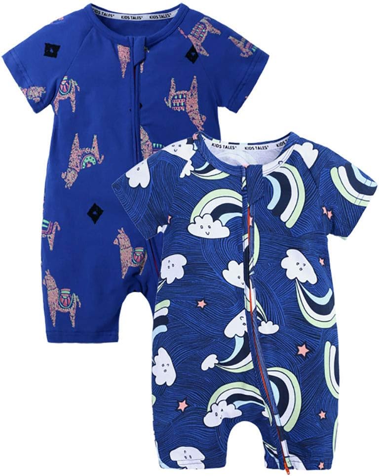 Kids Tales Summer Baby Boy Short Sleeve Pineapple Pajamas Cartoon Zipper Romper