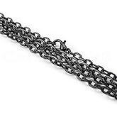 CleverDelights 4x6mm Cable Chain Necklaces - 24 Inch Length - Flat Oval Link Chains - DIY Craft Jewelry