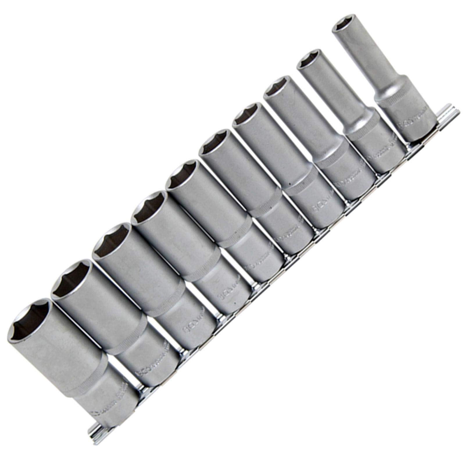 BGS 2435 | Socket Set, Hexagon, deep | 12.5 mm (1/2") Drive | Inch Sizes | 10 pcs.