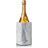 Flexzion Marble Wine Chillers for Bottles - Champagne Cooler & Multi-Purpose Marble Utensil Holder for Kitchen - Adaptable Stone Wine Bottle Chiller Bucket for Party, Bar, Home Decor, White