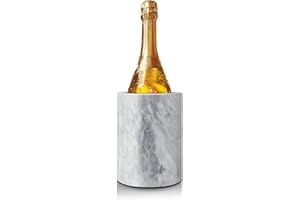Flexzion Kitchen Tool Crock Utensil Holder and Wine Cooler Chiller, Natural White Marble 5" x 7" Inch, Unique One-Of-A-Kind P