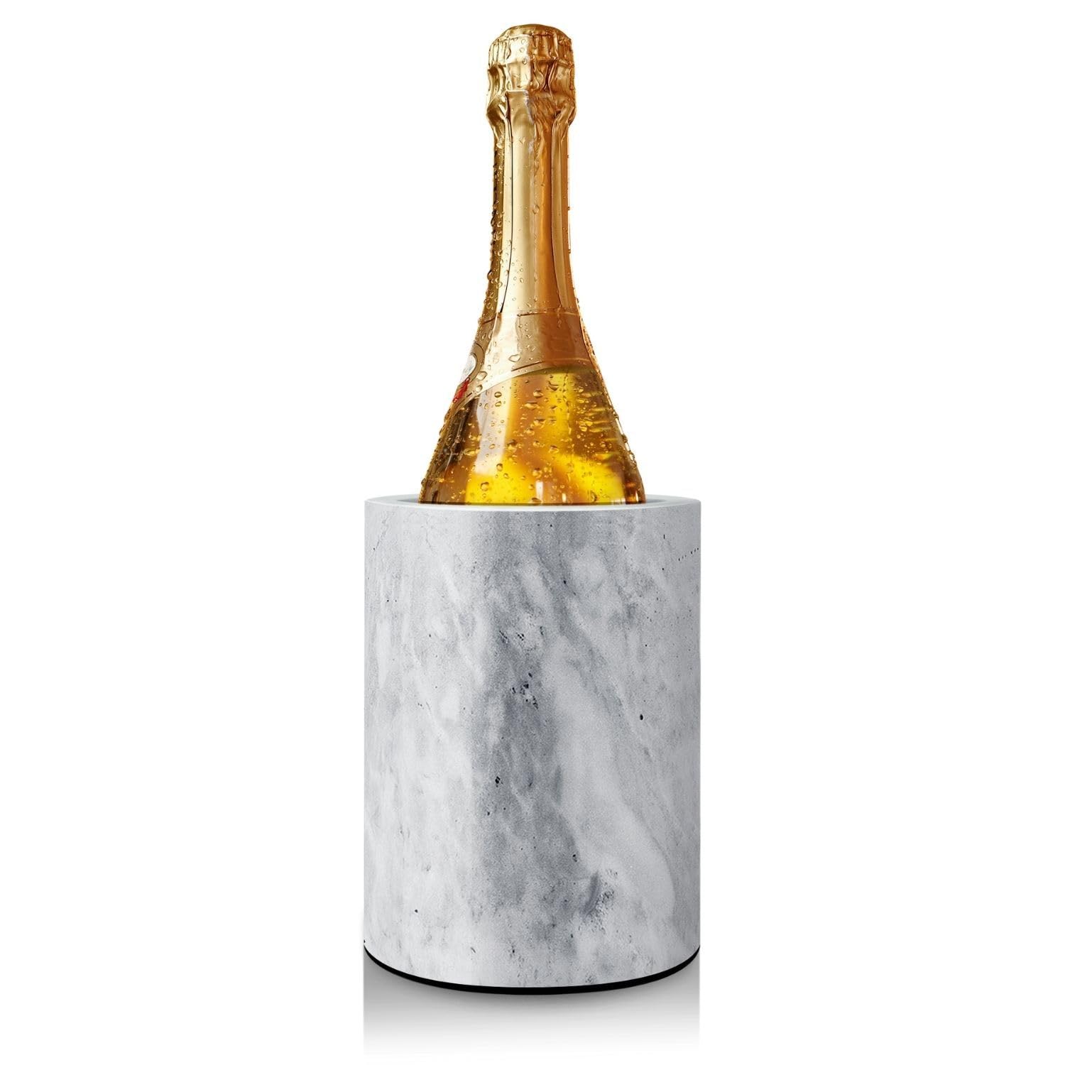 Flexzion Kitchen Tool Crock Utensil Holder and Wine Cooler Chiller, Natural White Marble 5" x 7" Inch, Unique One-Of-A-Kind Pattern Stone Container for Spoon, Spatula, Wine Bottle Holder Creative Home
