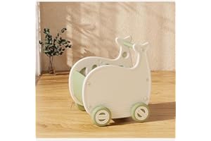 Deer COCO Kids Toy Storage Organizer Shopping Cart Toy Box For Baby, Push Cart Multifunctional Toddler Toy Chest Organizers Storage Bins For Living Room/Playroom/Bedroom (W&G Whale)