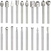 Bestgle 20pcs 3mm(1/8") Shank HSS Rotary Cutting Burrs Router Bits Milling Cutter Set Fit for Rotary Tools for DIY Woodworkin