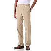 Soojun Men's Cotton Relaxed Fit Full Elastic Waist Twill Pants