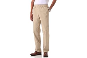 Soojun Men's Cotton Relaxed Fit Full Elastic Waist Twill Pants