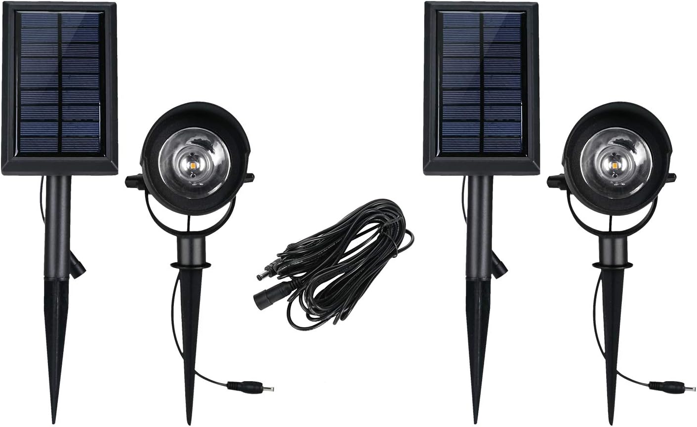 AZIRIER Led Solar Spotlight Waterproof Outdoor Landscape Lighting, Security Lights 50 LM for Patio Yard Garden Driveway Pathway Pool Area 2 Pack