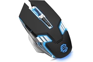 SHUNJINRUN Bluetooth Mouse Wireless Gaming Mouse, Quiet Click, 800mAh Long-lasting Rechargeable Battery, Multi Device, 7 Buttons,Light up Computer Mice for Laptop PC iPad Tablet MacBook Office Games-Black