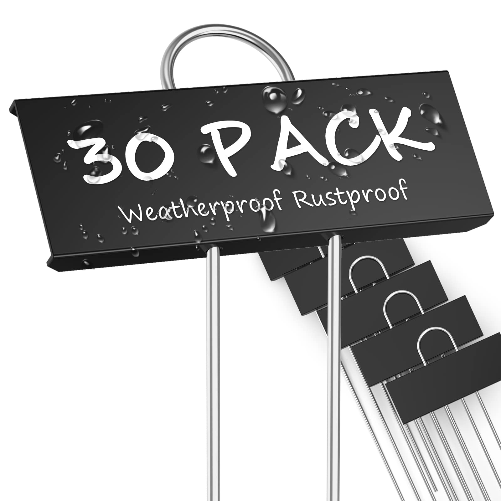 Photo 1 of STARTOSTAR 30-Pack Metal Plant Labels Weatherproof Garden Markers,Height 10.6'', Label Area 3.5''X 1.2'' Reusable Nursery Tags for Vegetables Herb Flower Seed Greenhouse - Black