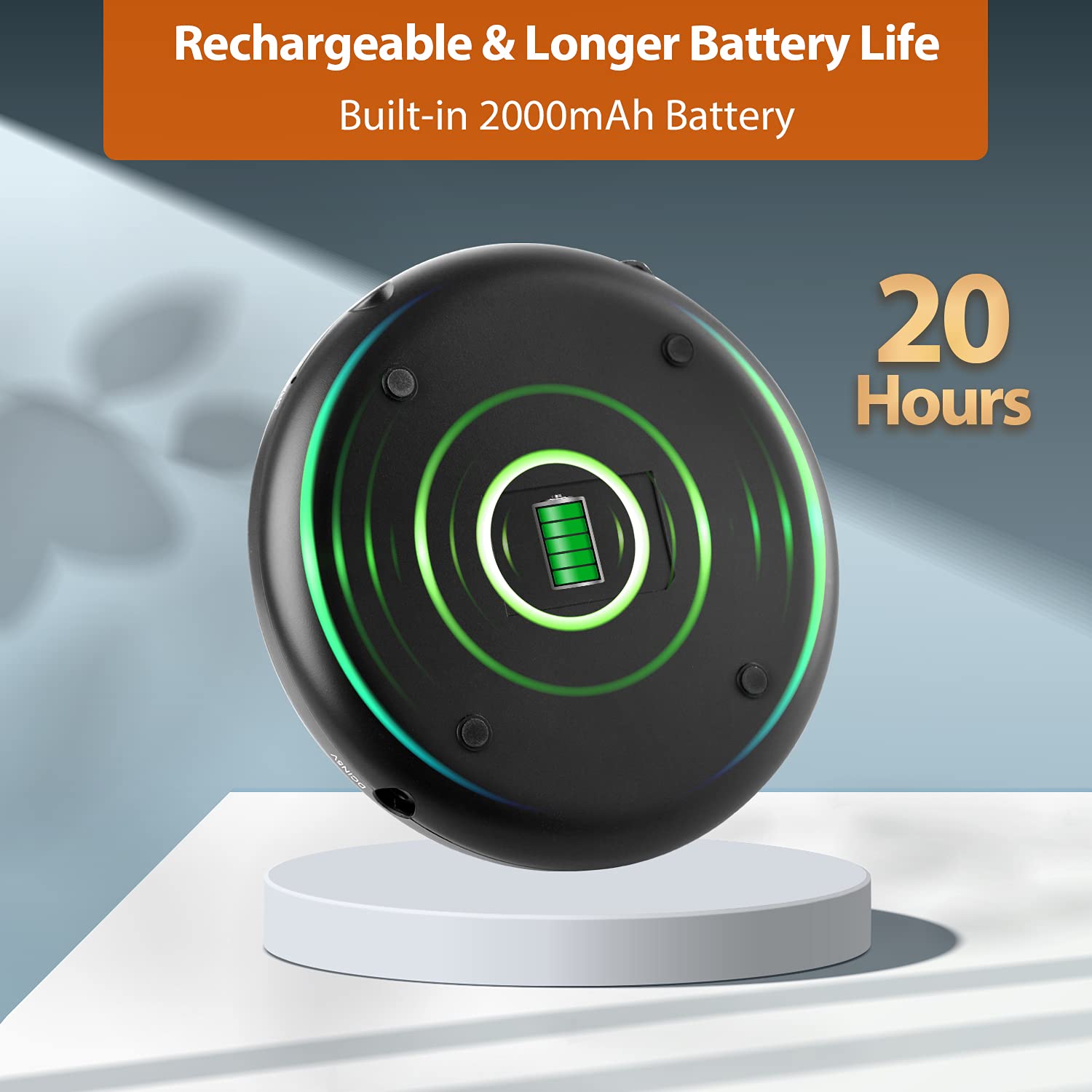 Rechargeable Portable CD Player for Car, Hernido Discman with FM Transmitter, 20 Hours Playtime Personal Compact Disc CD Player, USB MP3 Player with Headphones, Anti-Skip & Resume Playback