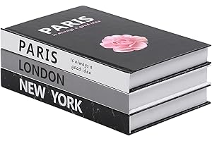 FERAHI Decorative Books for Home Decor, 3 Pcs Coffee Table Books Decor, Faux Books for Decoration, Fashion/ Designer Books Decor Set for Living Room, Table, Shelf Decor(Pink)