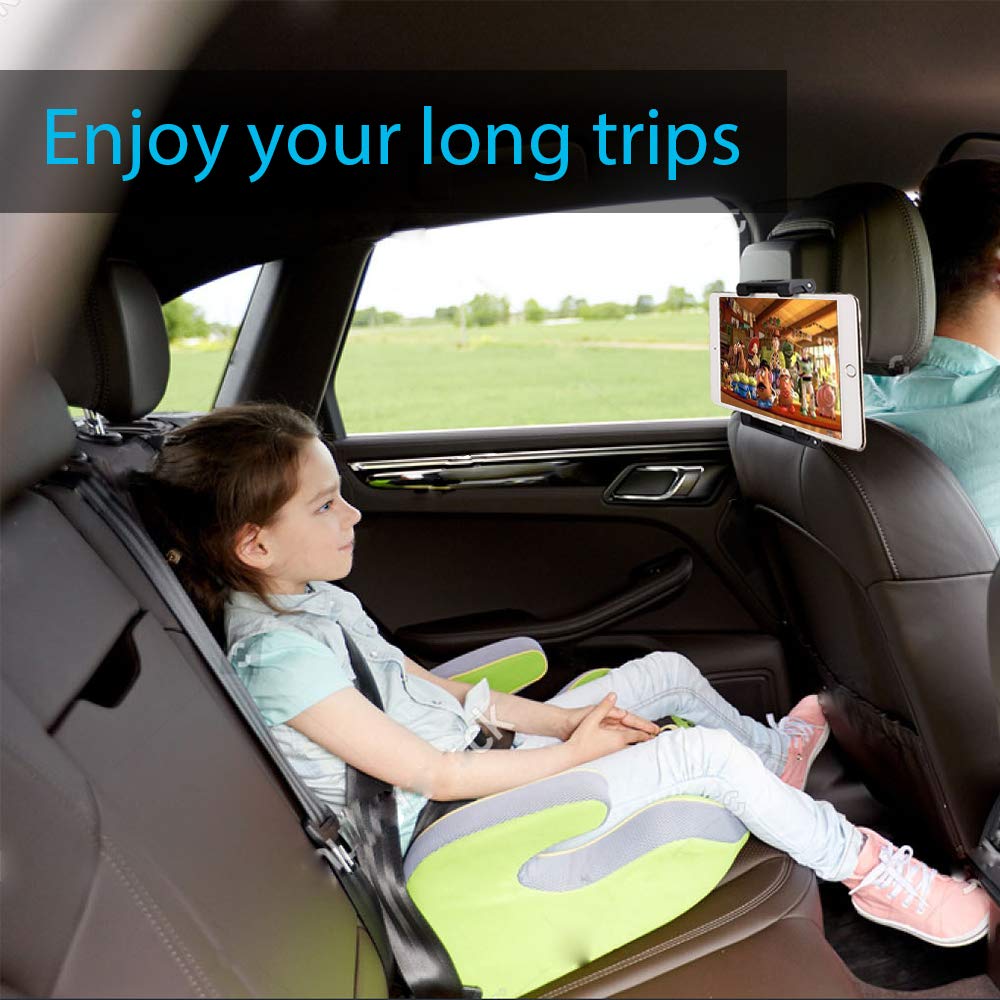 Car Headrest Mount Holder, Cookan 360° Free Rotation Tablet Holder Phone Stand Cradle Compatibility with iPad/iPhone/ Kindle Fire HD/Samsung Galaxy Tab/Note & Other 4.7\'\'-13\'\' Smartphones/Tablets