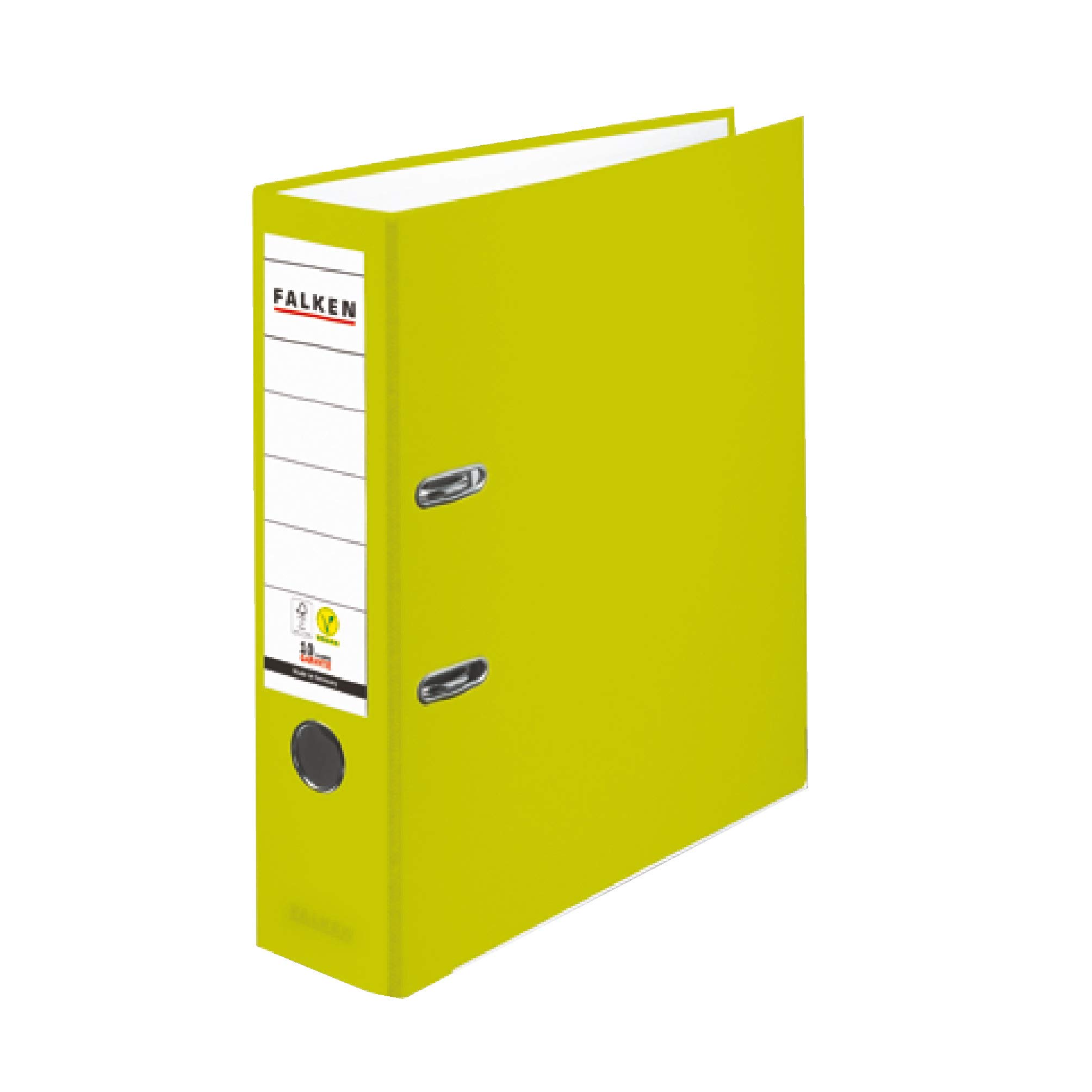 Original Falken PP-Color plastic files. Made in Germany. 8 cm wide DIN A4 neon green ring binder vegan file folder letter folder office folder plastic folder slotted folder