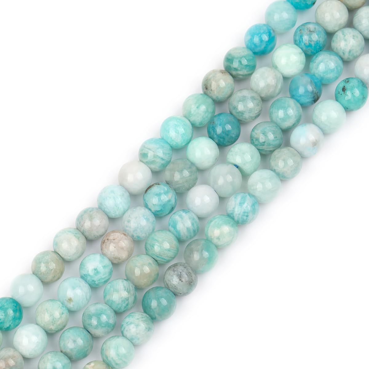 GEM-Inside 6mm Africa African Blue Amazonite Round Gemstone Semi Precious Loose Beads for Jewellery Making 15''