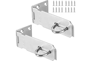 2 PCS 3 Inch Padlock Hasp, KINJOEK Stainless Steel Security Door Clasp Hasp Lock Latch, 2mm Extra Thick Door Gate Bolt Lock with 16 Mounting Screws