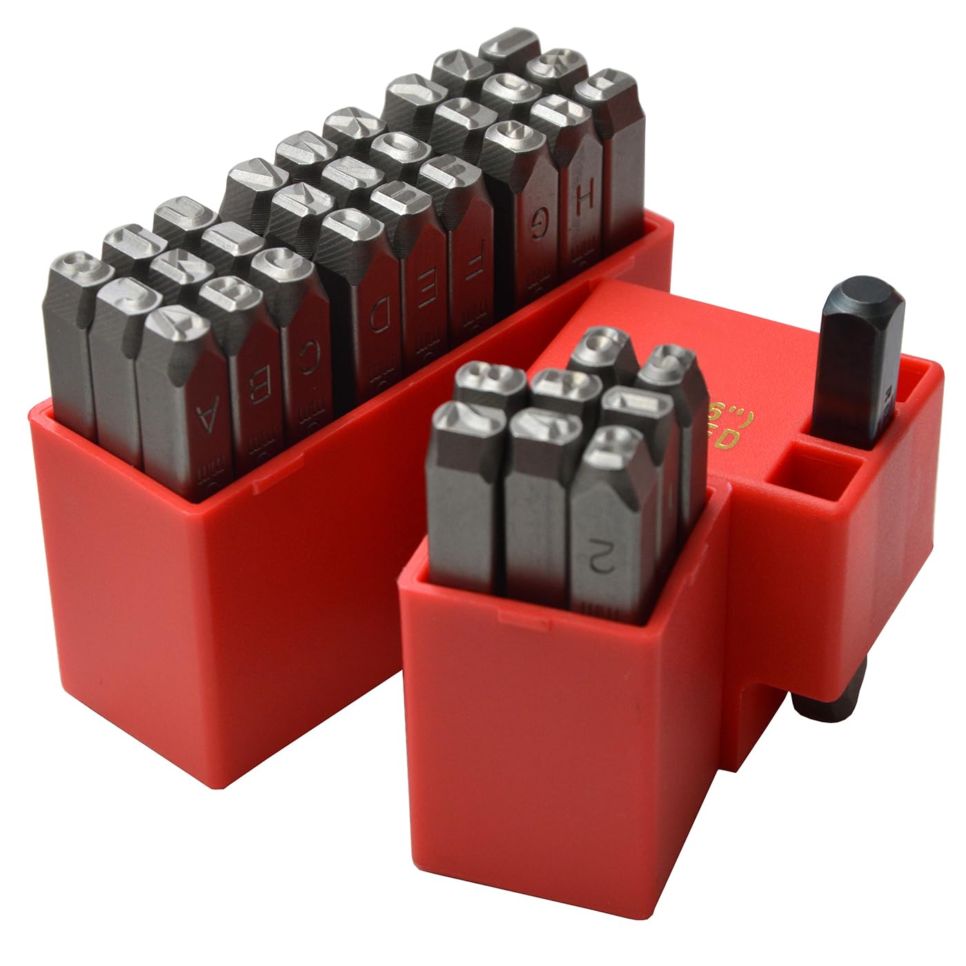 Wokesi 1/6"(4mm) High Hardness Carbon Steel Uppercase Letters Alphabet Script Metal Hand Stamp Punches Kit for Mold Code Tag Jewel Making Die(4mm Numbers and Letters)