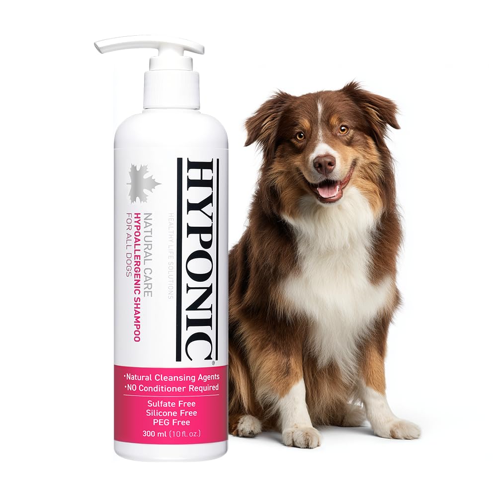 HYPONIC Hypoallergenic Premium Dog Shampoo - Deodorizing, Dog Grooming Shampoo for Sensitive & Itch Skin (All Breeds 10.1 oz)