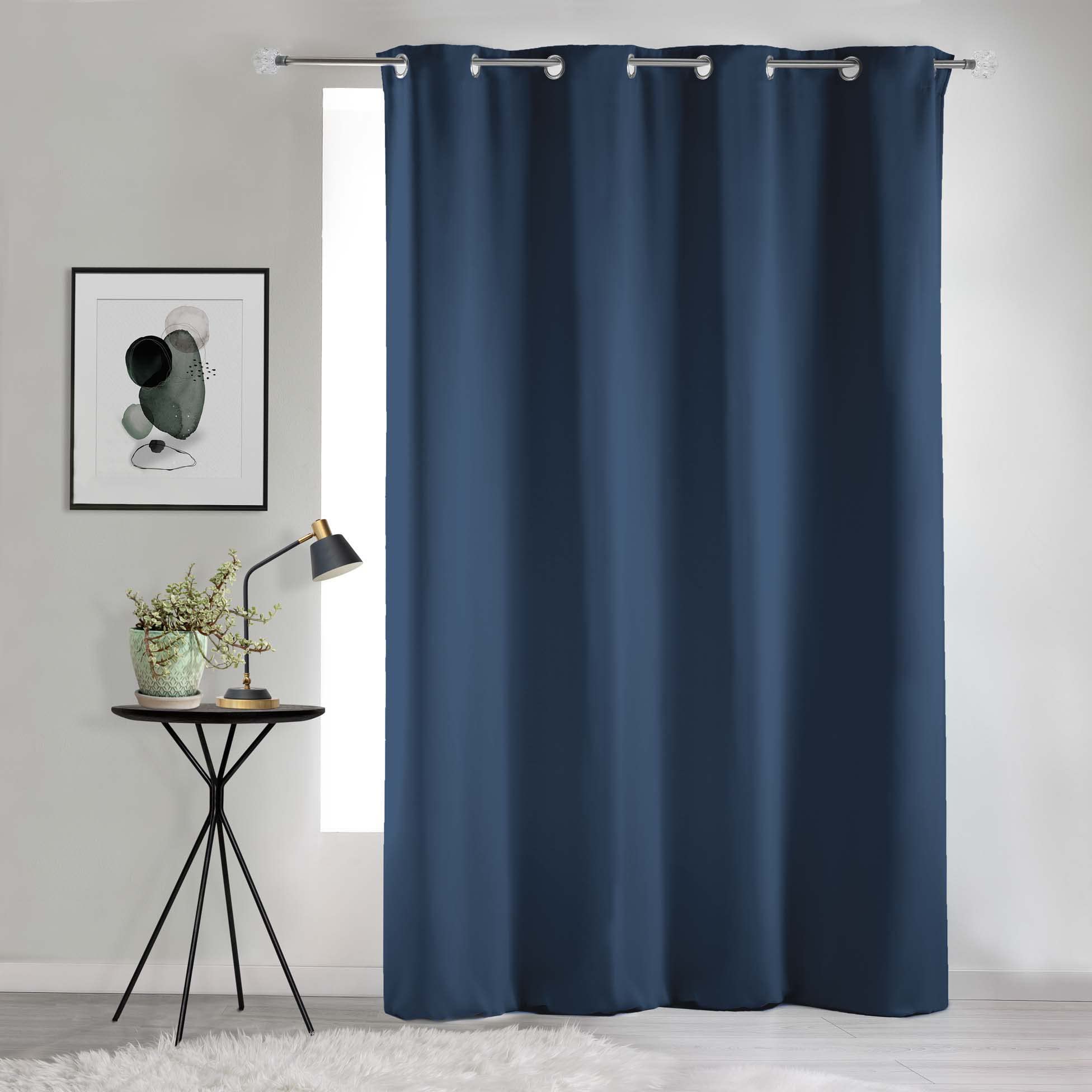 Douceur d'Intérieur, Eyelet Curtains 135 x 280 cm Opaque Navy Blue