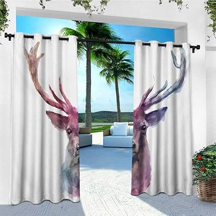 Amazon Com Deer Outdoor Curtain Panels Set Of 2 Illustration