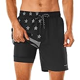 HODOSPORTS Mens 7" Swim Trunks with Compression Liner S-6XL Quick Dry Swimming Shorts Zipper Pockets Swimsuits