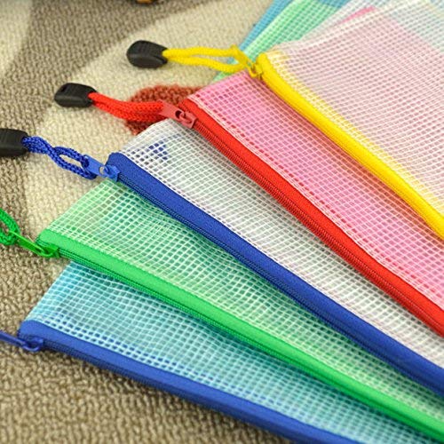10 Pcs Zipper File Bags, Austark Waterproof PVC Durable Document Bags for School Office Stationery Business Document Receipts Organizer (B6 Mixed Colors)