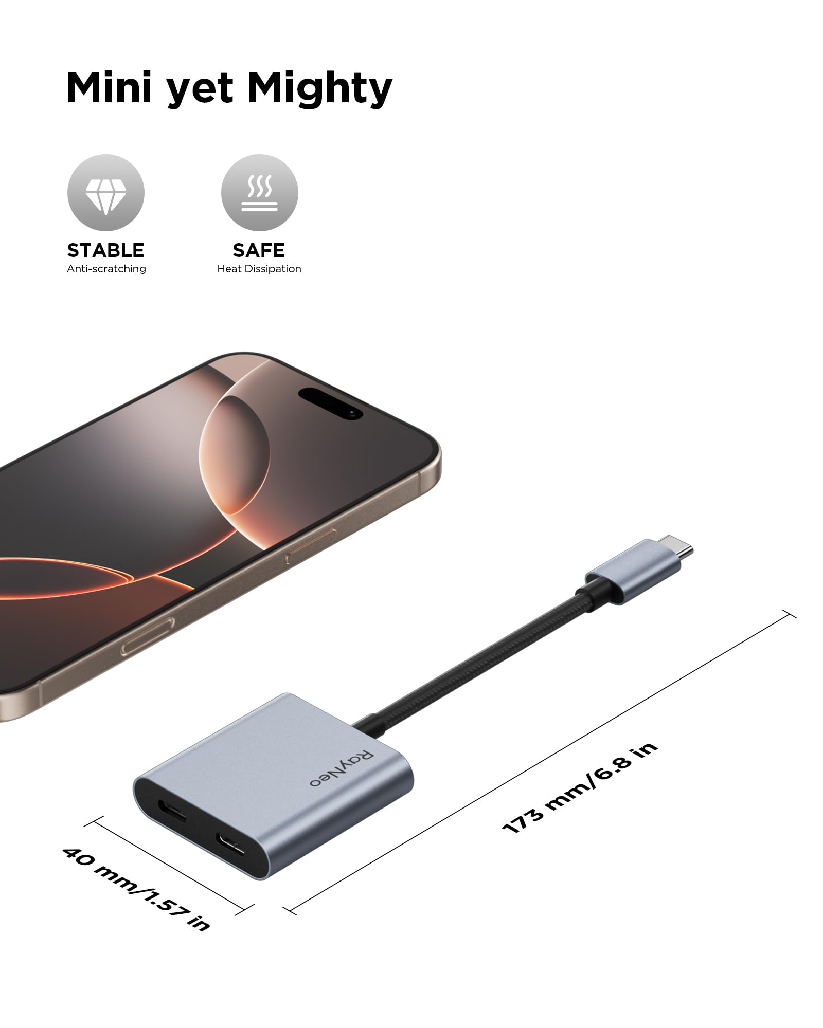 RayNeo Air 3s Pro Glasses & USB-C Adapter Bundle - 201'' 1200 Nits 120Hz HueView 2.0 Video Display Glasses