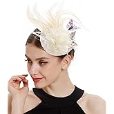 Coucoland Fascinators Hat for Women Pillbox Tea Party Hat Derby Butterfly Feather Cocktail Fascinator Headband