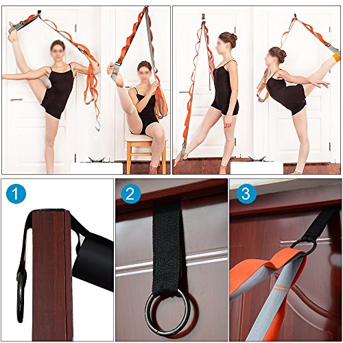 Soumit Multi-loop Stretching Strap, Durable Cotton Yoga Stretching Band Belt, Improving Flexibility Against Slippery Injury for Ballet Muscle Therapy and Other Physical Exercise