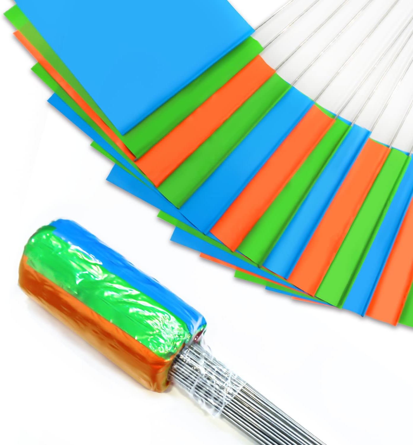 Flags - Zozen 100 Pack Marking Flags, Orange&Green&Blue, Marker Flags for Lawn, 15x4x5 Inch Landscape Flgs, Irrigation Flags, Lawn Flags,Yard Markers, Match with for Distance Measuring Wheel.