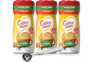 Sugar-Free Hazelnut Coffee Creamer Powder, 10.2 oz Canister (3-Pack) – Non-Dairy, Gluten-Free – Includes Direct Coffee Tea Est 2019 Spoon with Clip