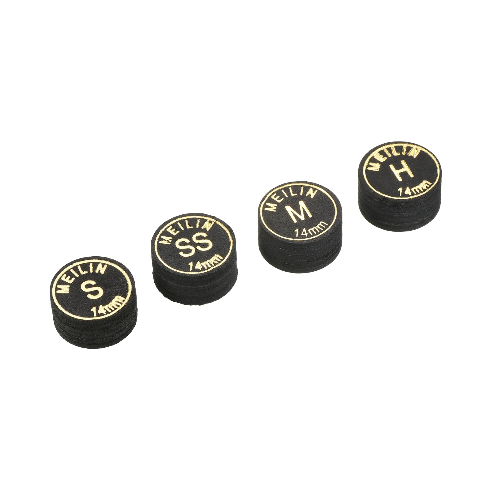 M METERXITY Pool Cue Tips Kit - Laminated Billiard Cue Tips, Multiple Style H, M, S, 2S Multiple Layer Faux Leather, Apply to Pool Cues (14mm Dia, Black) — image 1