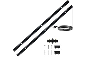 Yuemegou Black H-Type Track Lighting Rail Kit, 3-Wire Extension 9.8 FT (4.92 * 2) for Mounting More and Larger Fixtures. Ideal for Large Site Lighting Needs with Two I-connectors, Fittings and Cable