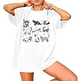 SFHFY Cat Shirts for Women: Oversized Cat Mom T-Shirt Funny Kitty Lover T Shirt Y2K Kitten Graphic Vacation Tee Top