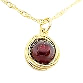 Garnet Necklace, Gold Necklace for Women, Round Red Stone Pendant, Chic necklace, Dainty Minimalist Circle Necklace, Handmade Bohemian Jewelry for Everyday Wear