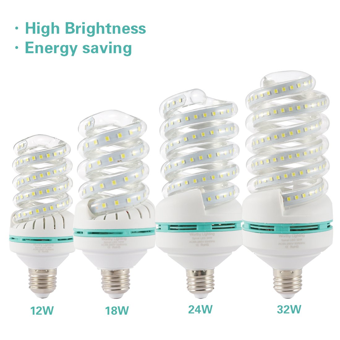 A19 Spiral LED Light Bulb, 200W Equivalent LED Bulb,24W CFL Replacement
